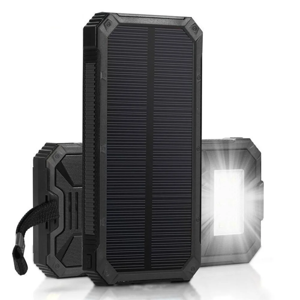 Повербанк на 30000 mAh із Сонячною Батареєю та Кріпленням Для Рюкзака Портативний Зовнішній Акумулятор 2в1 у Захищеному Корпусі + Потужний Ліхтар та LED Індикатор DEJI S30